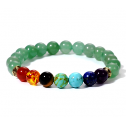 bracelet 7 chakras 6mm aventurine verte