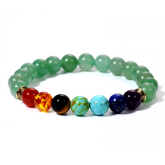 green aventurine 7 chakras bracelet 6mm green aventurine 7 chakras bracelet 6mm