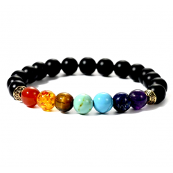 bracelet 7 chakras 6mm onyx noire