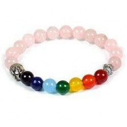 bracelet 7 chakras 6mm quartz rose