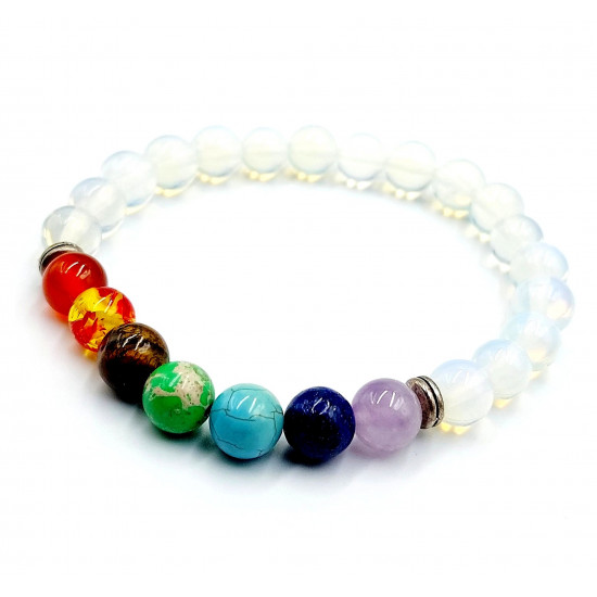 bracelet 7 chakras 6mm opaline