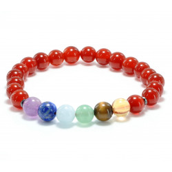 bracelet 7 chakras 6mm cornaline