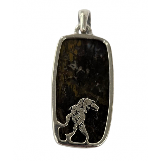 pendant gem bone real dinosaur bones silver