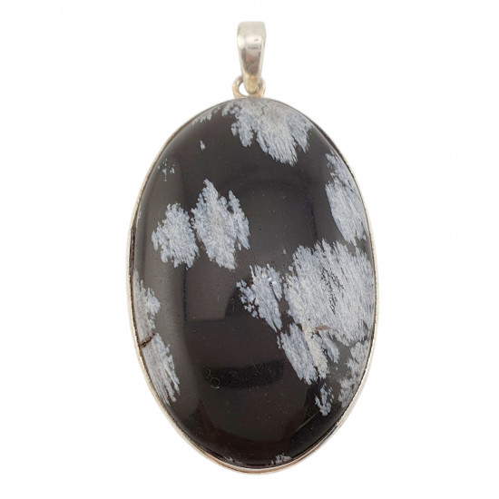 pendant snowflake obsidian silver