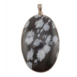 pendant snowflake obsidian silver