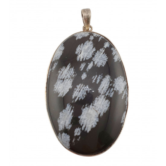 pendant snowflake obsidian silver