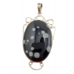 pendant snowflake obsidian silver