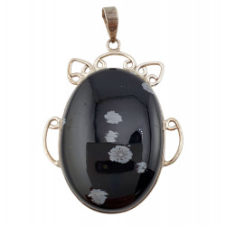pendant snowflake obsidian silver