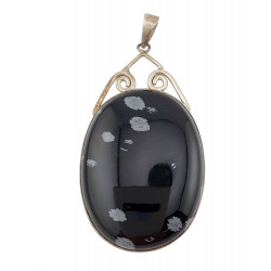 pendant snowflake obsidian silver