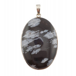 pendant snowflake obsidian silver