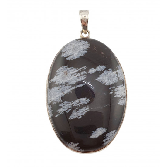 pendant snowflake obsidian silver
