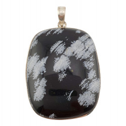 pendant snowflake obsidian silver