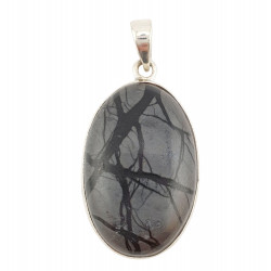 pendentif jaspe paysage argent