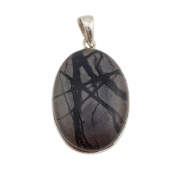 pendentif jaspe paysage argent