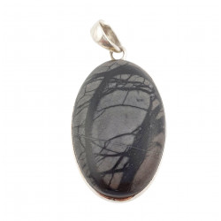 pendentif jaspe paysage argent