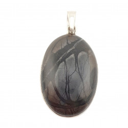 pendentif jaspe paysage argent