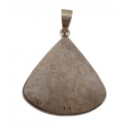 pendant coral petoskey stone silver