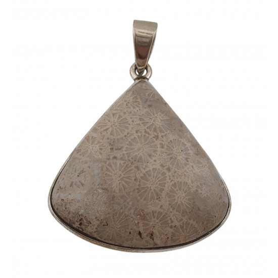 pendant coral petoskey stone silver