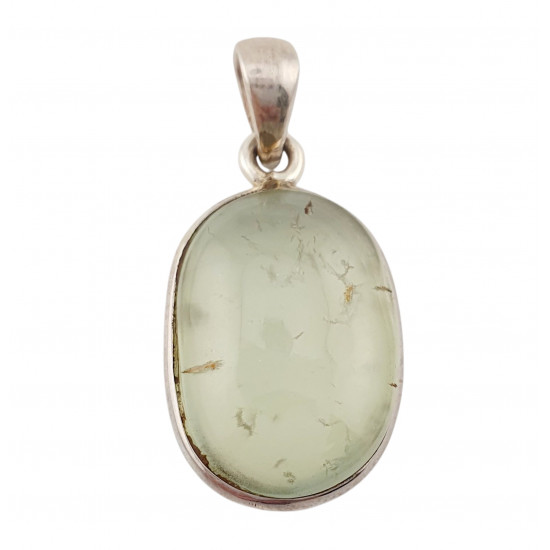 pendant prehnite epidote silver