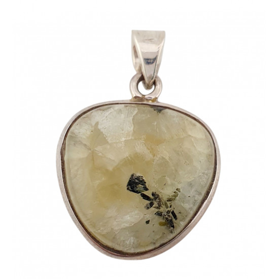 pendant prehnite epidote silver