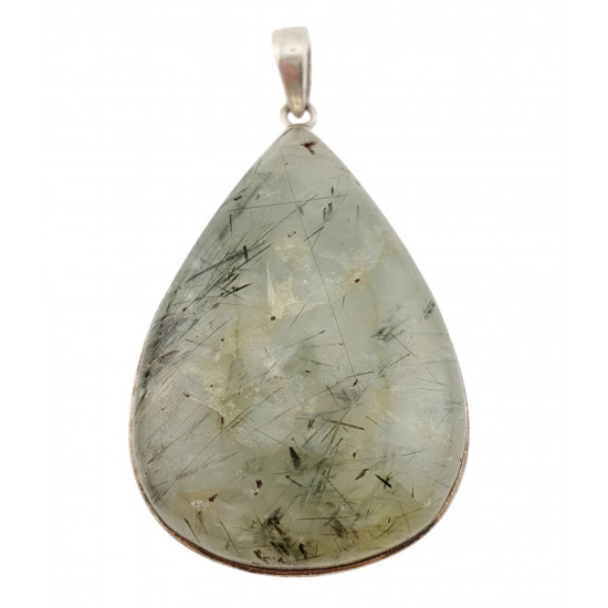 pendant prehnite epidote silver