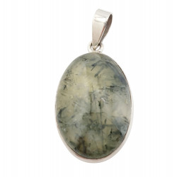 pendant prehnite epidote silver