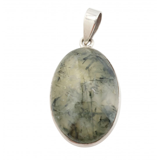 pendant prehnite epidote silver