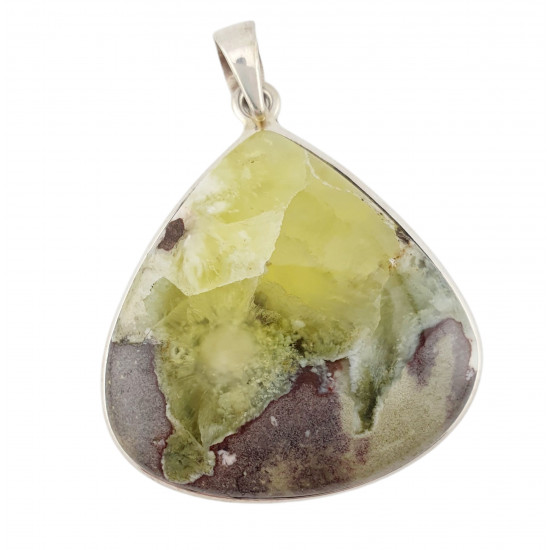 pendant Yellow chrysoprase silver