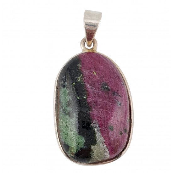 pendant zoisite and ruby silver