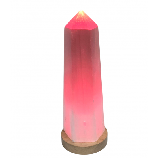 obelisk selenite with light