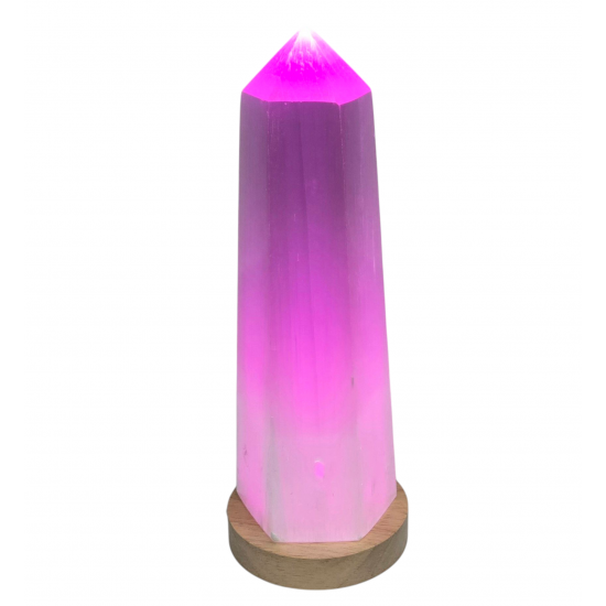 obelisk selenite with light