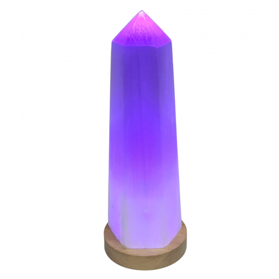 obelisk selenite with light