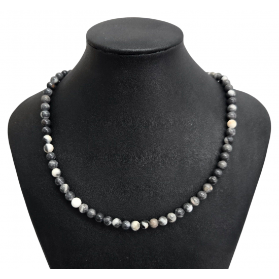 zebra marble necklace 6mm