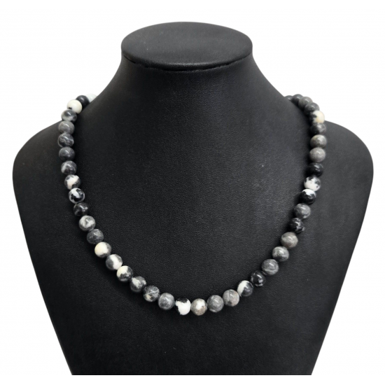 zebra marble necklace 8mm