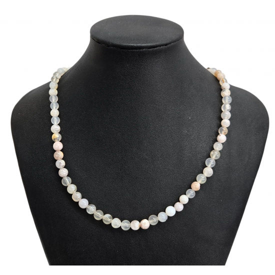 Flower agate necklace 6mm
