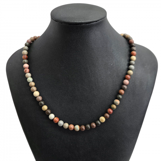 Polychrom jasper necklace 6mm