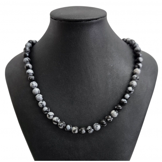 snowflake obsidian necklace 8mm