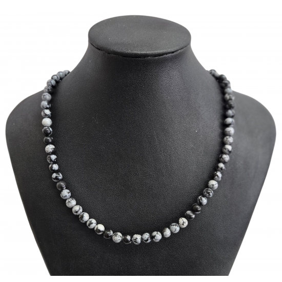 snowflake obsidian necklace 6mm