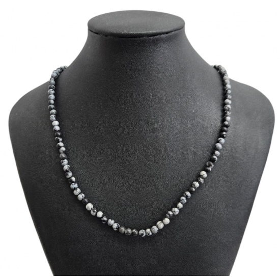 snowflake obsidian necklace 4mm