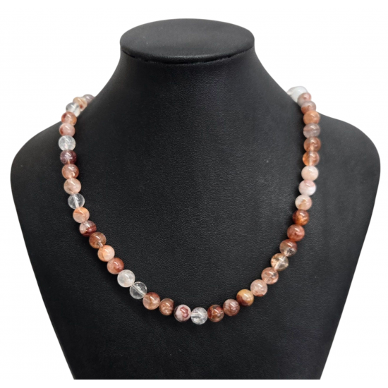 red hematoid quartz necklace 8mm
