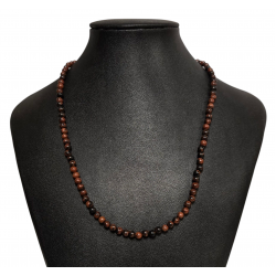 Collier obsidienne Acajou 4mm