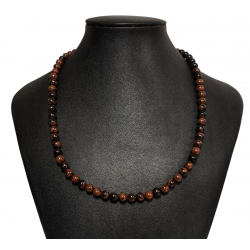Collier obsidienne Acajou 6mm