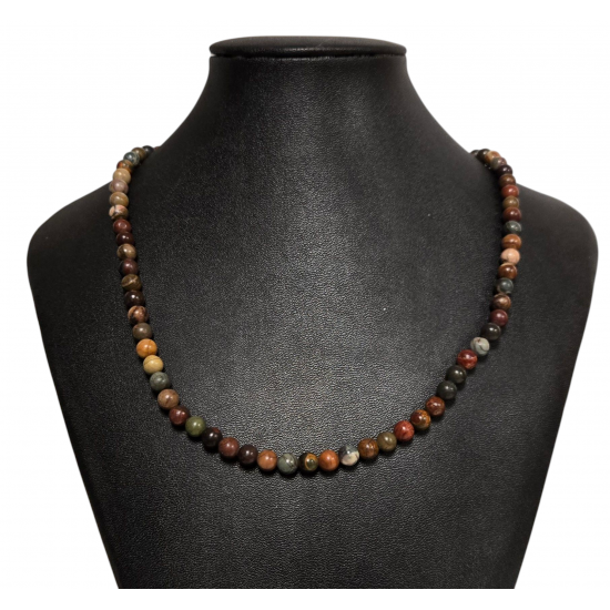 Collier jaspe picasso 6mm