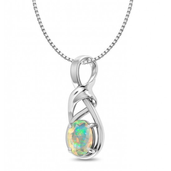 Sterling Silver Ethiopian Opal Necklace Sterling Silver Ethiopian Opal Necklace
