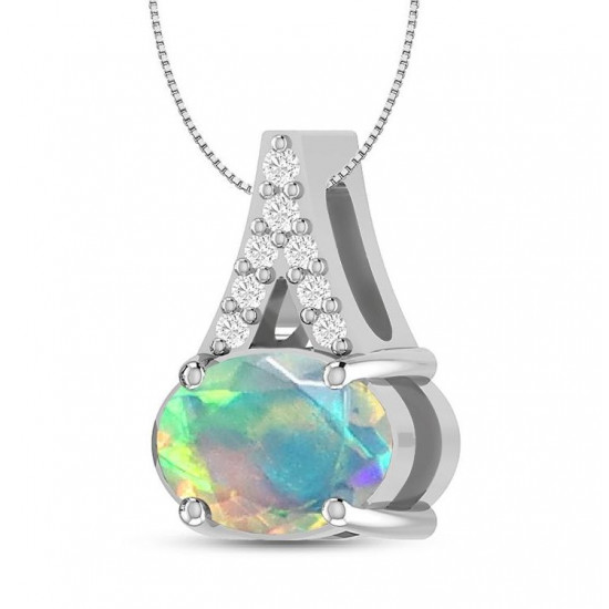 Sterling Silver Ethiopian Opal Necklace Sterling Silver Ethiopian Opal Necklace