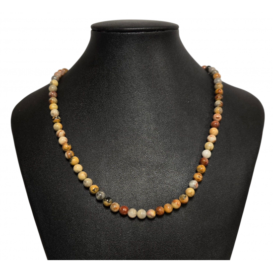 Crazy lace agate necklace 6mm