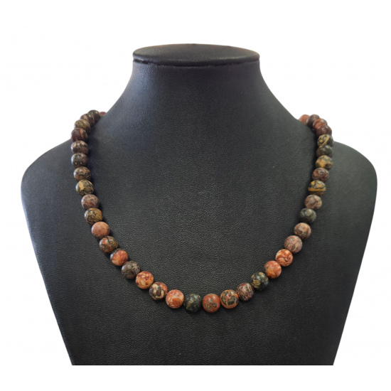 Leopard jasper necklace 8mm