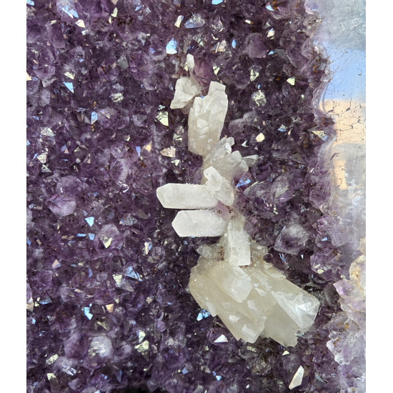 amethyst geode open with calcite 40"