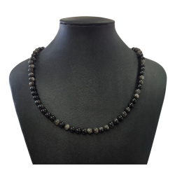 Silver obsidian necklace 6mm