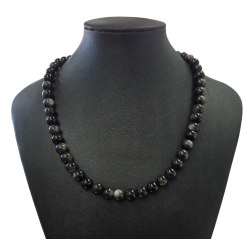 Silver obsidian necklace 8mm